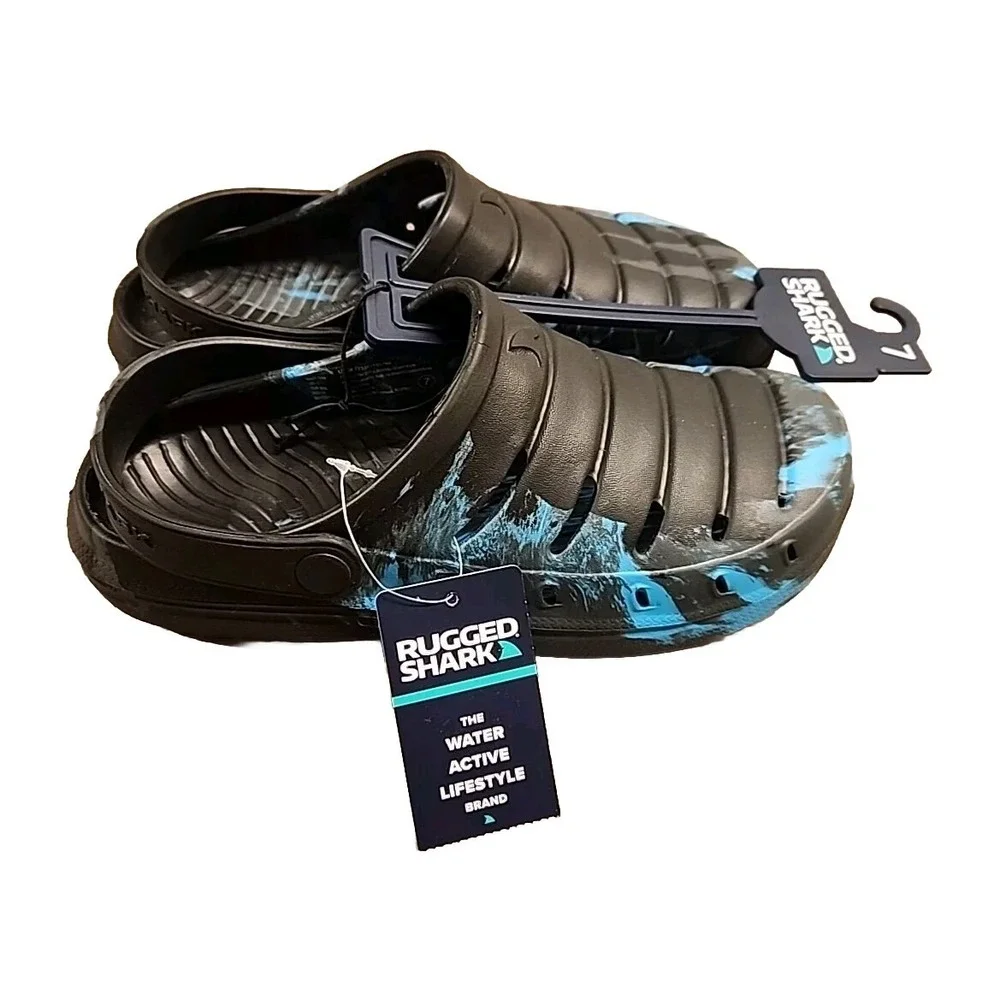 Brand New‎ Sz 7 Rugged Shark Men's Clogs  Black and Blue